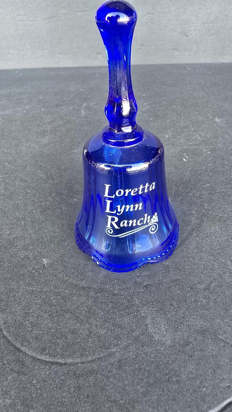 Loretta Lynn Ranch Cobalt Blue Glass Souvenir Hand Bell Collectible Decor Gift